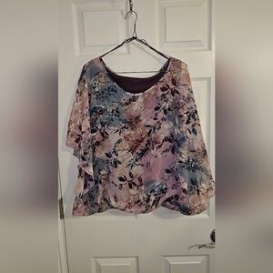 Northern Reflections Floral Top - Purple and Blue